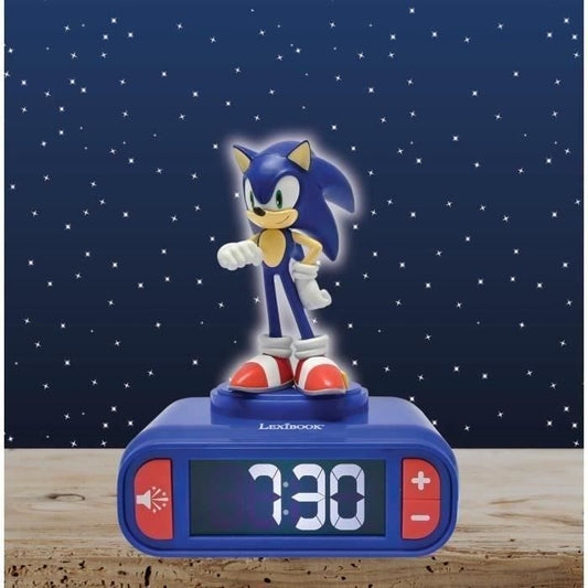 Digital alarm clock with Sonic night light and sound effects