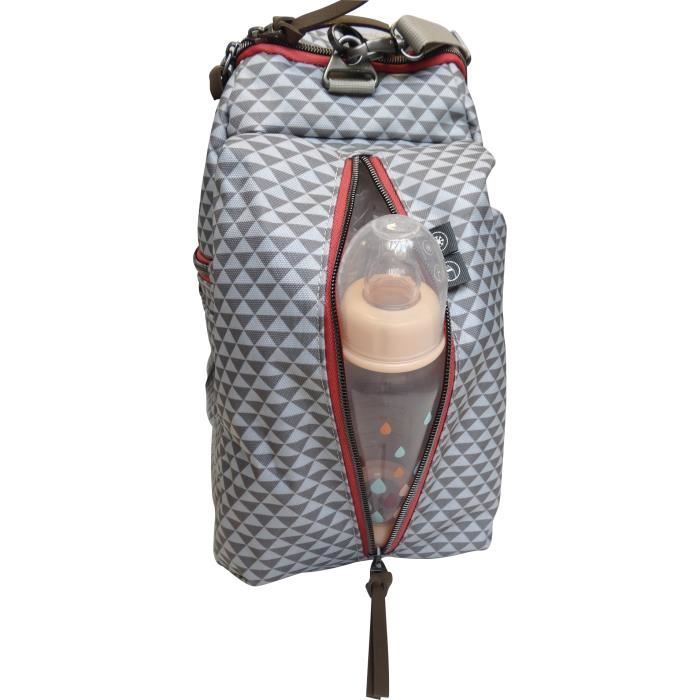 BEABA Sydney II Play Print Gray / Coral Bag