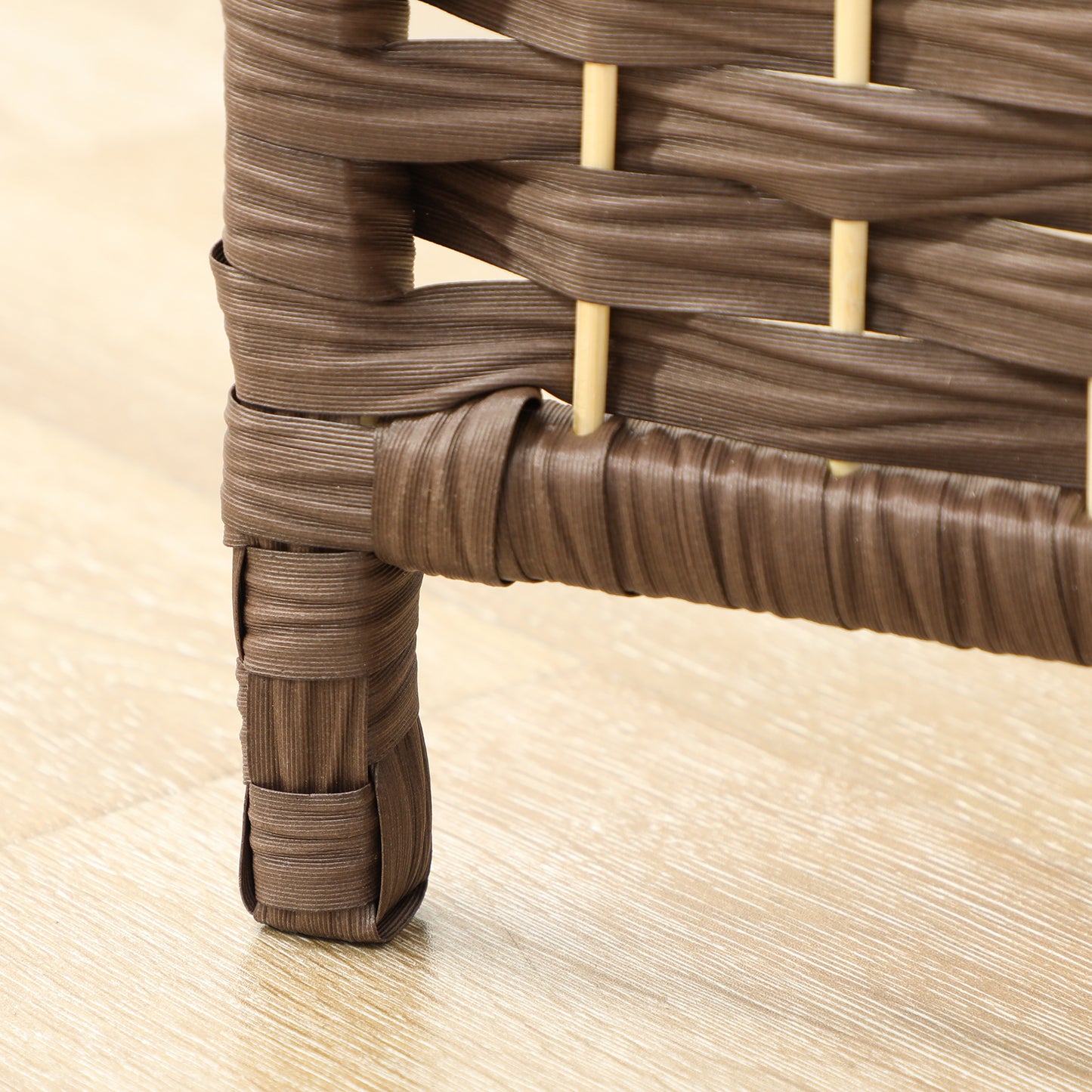 HOMCOM Raumteiler, 3-teilig faltbare Trennwand, Geflechtmuster, Kiefernholz, Braun