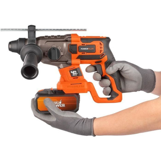 Wireless prank hammer 40V 5J SDS -Plus Brushless + 5 Accessories - Dual Power Powdp15680 - Delivered without battery or charger