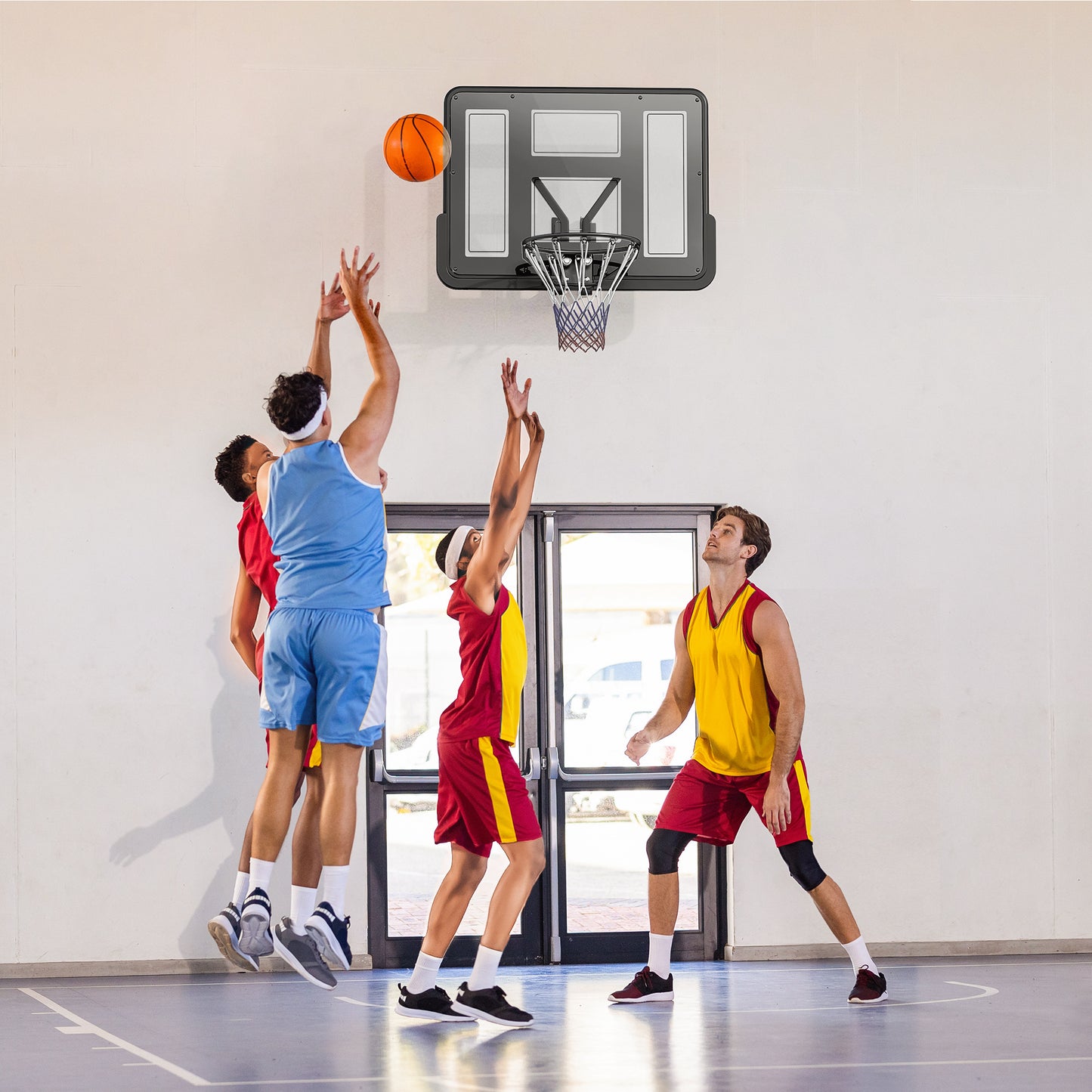 SPORTNOW Wandmontierter Basketballkorb, Reißfestes Netz, wetterbeständig, widerstandsfähig, für drinnen und draußen, Schwarz