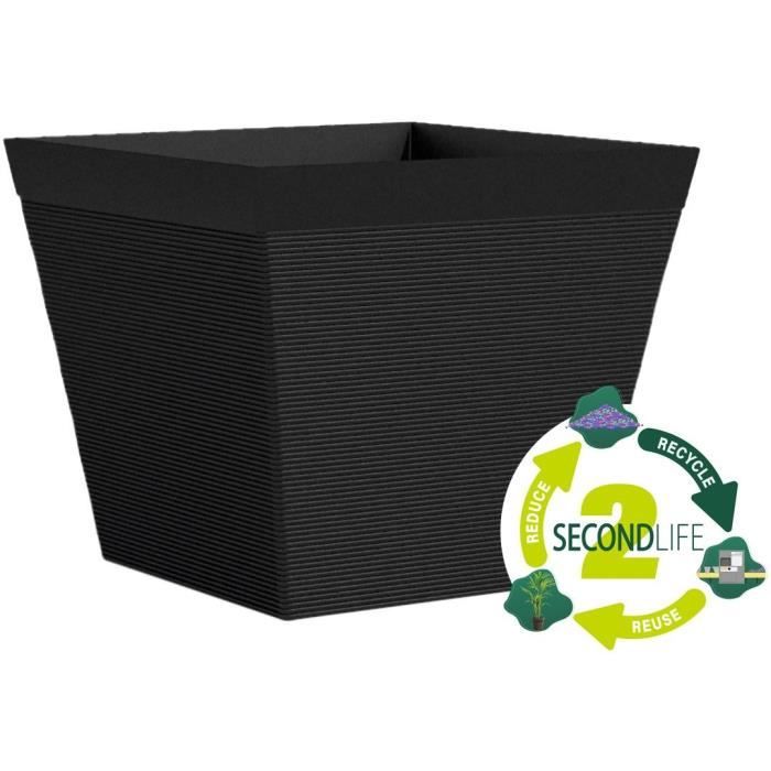 Square pot - GARDEN ID - Green Care Impact Black-Anth - 39 x 33 cm - 10-year guarantee - 100% recycled - UV/frost resistant