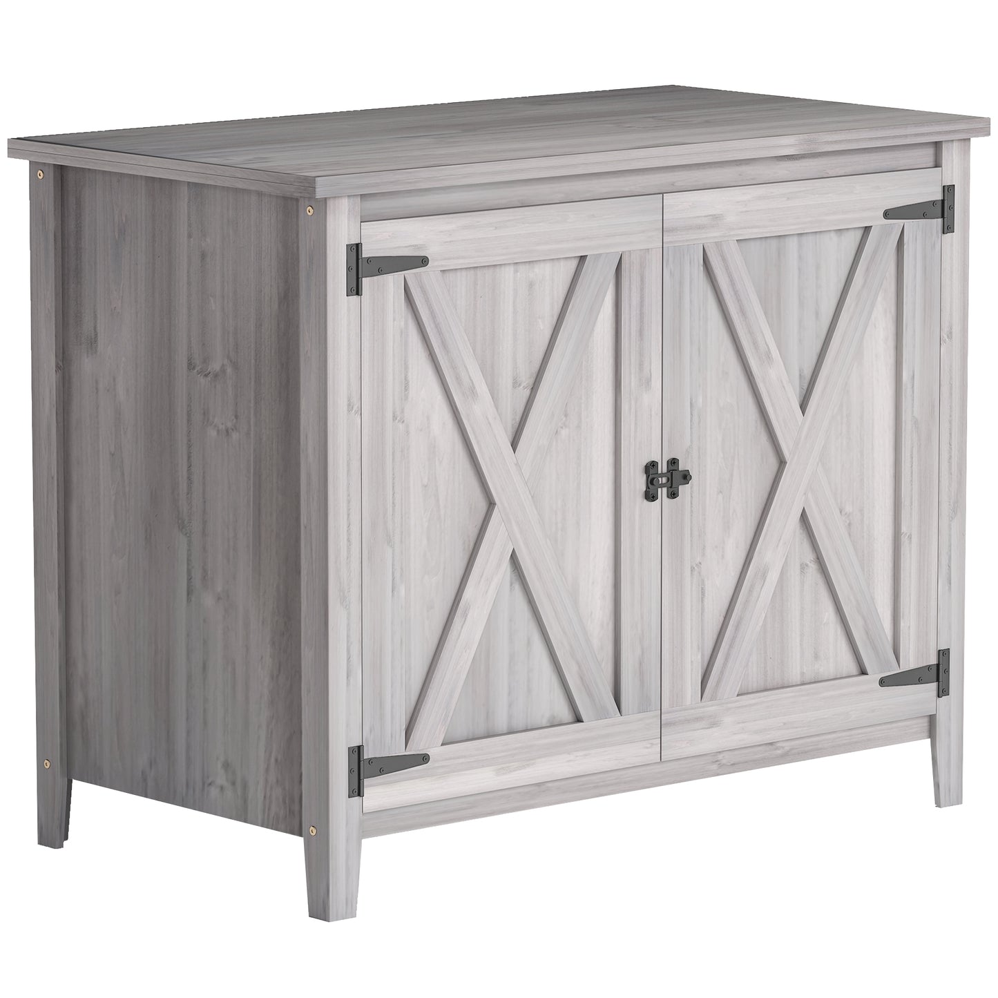 Outsunny Gartenschrank, Holzschrank für Gartengeräte, Outdoor-Schrank für Terrasse, mit Doppeltüren, Scheunendesign, Hellgrau