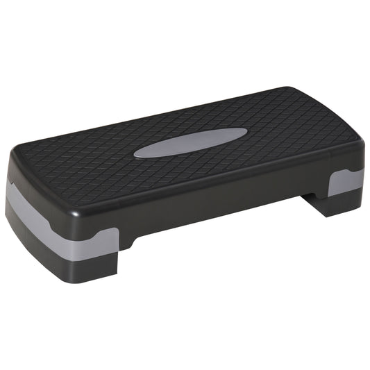 HOMCOM Steppbrett Aerobic Stepper 2-Stufig Höhenverstellbar 10-15cm, Rutschfest Fitness Stepper, Mini Steppbrett für Zuhause Heim Büro, Schwarz+Grau