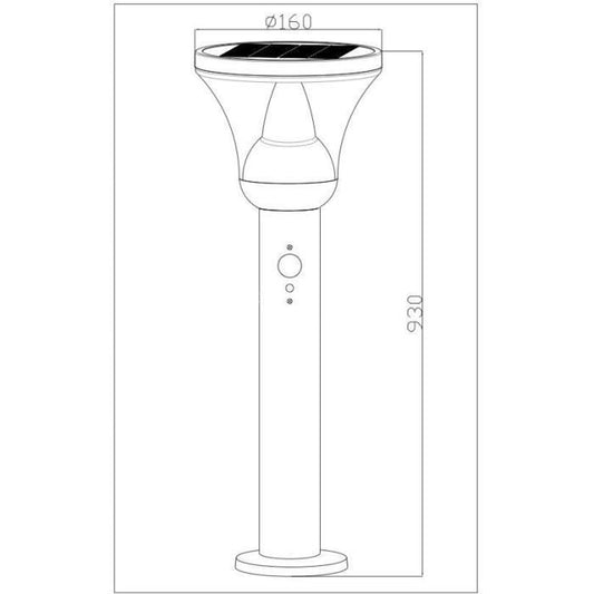 Solar street lamp - GALIX - G4595C - Very bright - Stainless steel with detector - H93 cm - 1000 Lumens