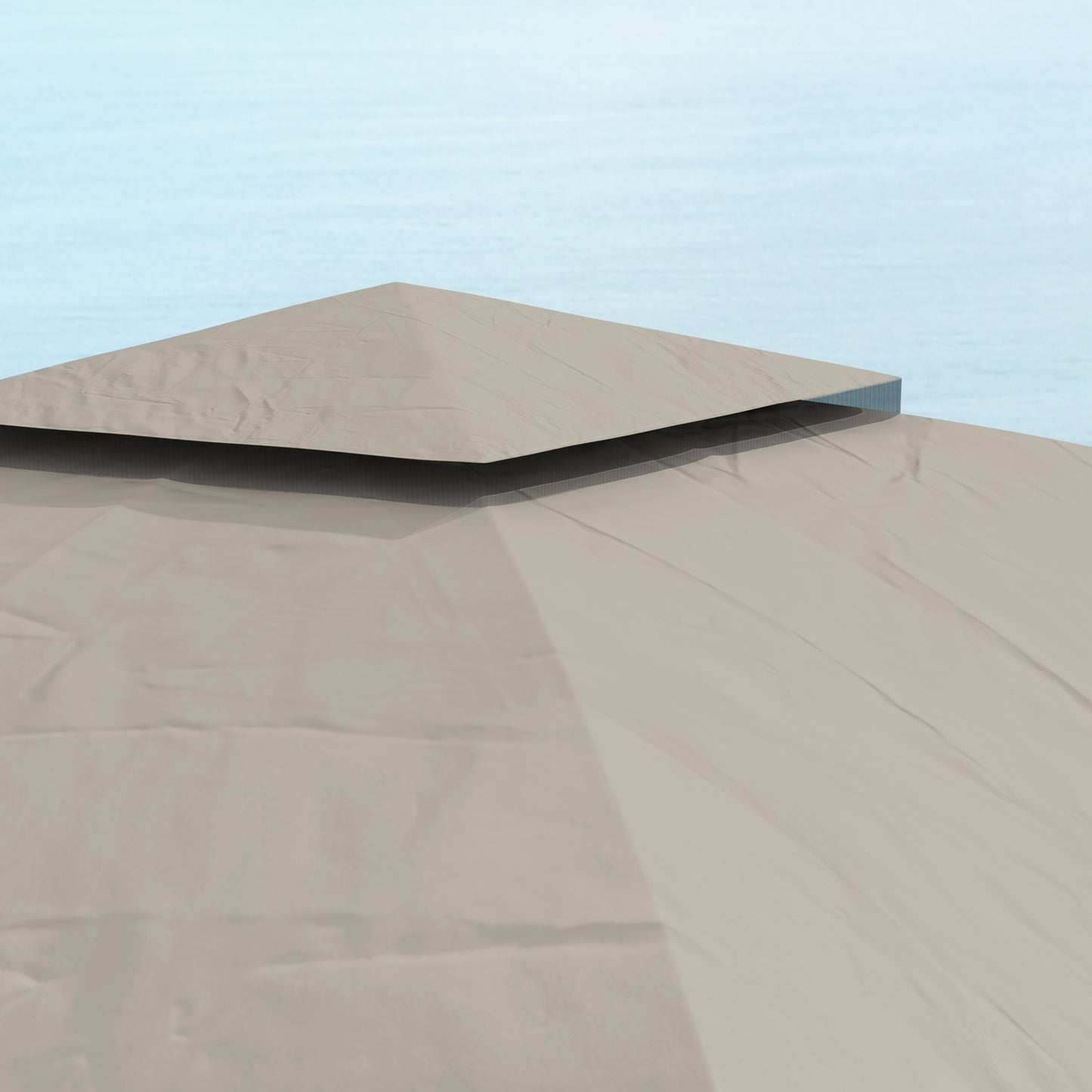 Outsunny 3,4 x 3,4 m Gartenpavillon, Bierzelt mit Lüftungsdach, Bogenfenstern, Stahlgestell, Hellgrau