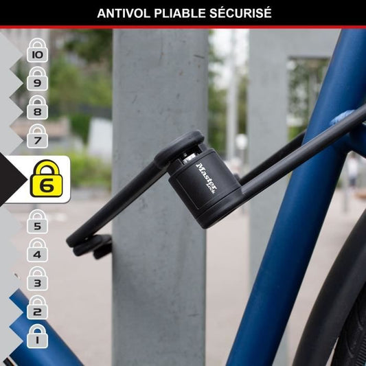 Folding Bike Lock - MASTER LOCK - 8335EURDPRO - Hardened Steel, 4 Keys, Bracket Included