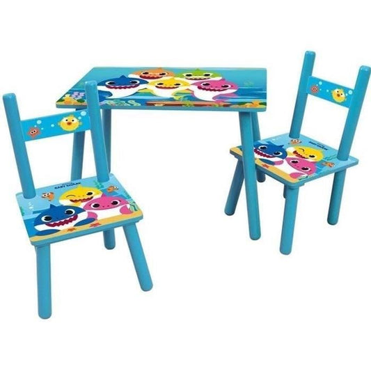 BABY SHARK rectangular table 41.5x61x42 cm + 2 chairs 49.5x31x31.5cm for children