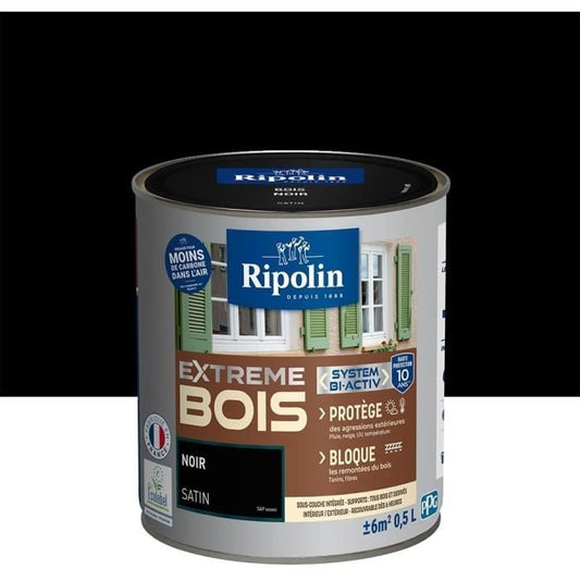 RIPOLIN Satin Wood Paint High Protection 10 years which Protects and Magnifies your Wood - Black