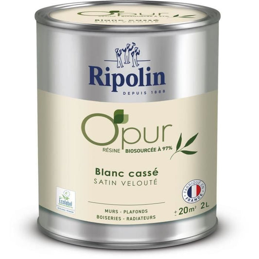 O'PUR paint for walls, woodwork & radiators - RIPOLIN - 472823 - Off-white - Velvety satin - 2 L