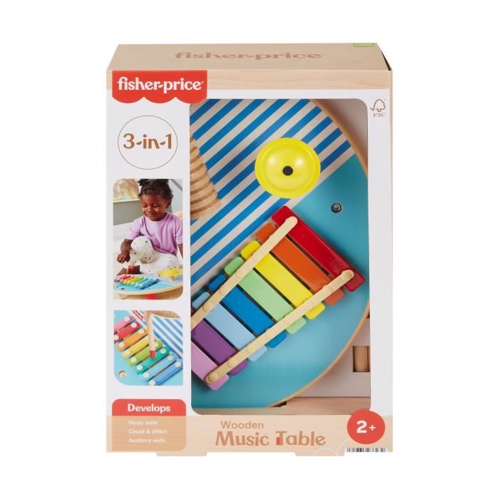 Fisher-Price HXT91 Wooden Musical Table with Percussion Instruments