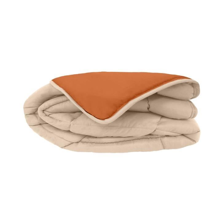 POYET MOTTE Microfiber duvet 400g / m² CALGARY - 220 x 240 cm - Pebble gray and Gimgember brown