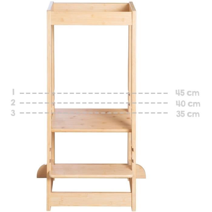Montessori Learning Tower - ROBA - FSC Certified Bamboo - Adjustable to 3 Height Levels - Up to 80 Kg - Natural