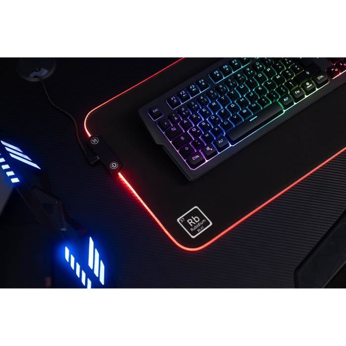 Mouse Pad - XXL - The G-Lab - PAD RUBIDIUM - RGB USB - 800x300x3mm - Black