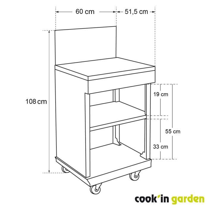 Serving trolley - COOK'IN GARDEN - Can be integrated into Fidgi BBQs