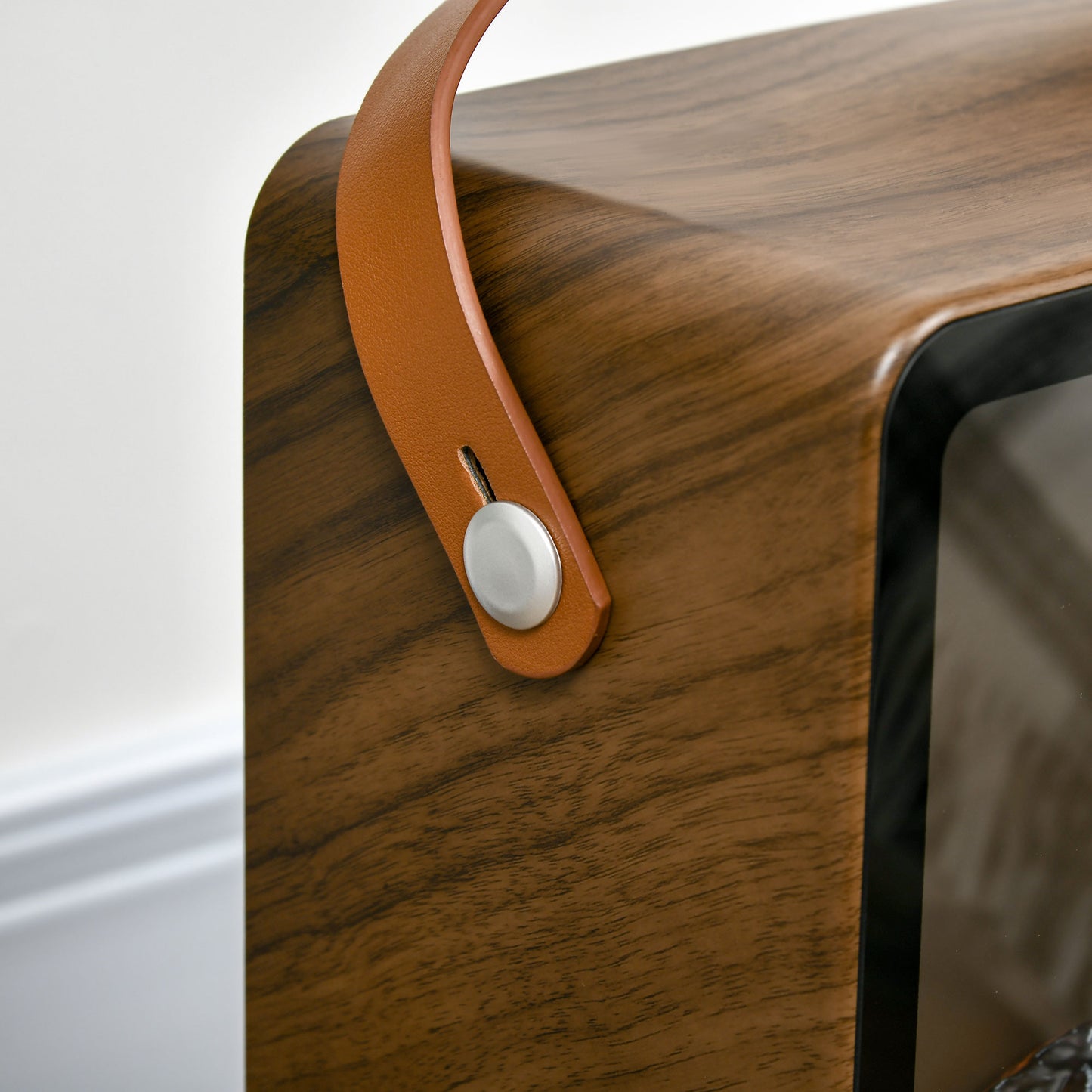 HOMCOM Elektrokamin, realistisches Feuer, 2 Heizmodi bis 50° C, Überhitzungsschutz, Walnussoptik, 30,3 x 17,5 x 37,4cm