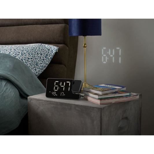 Projector clock radio - THOMSON - Black - FM radio, Temperature, Humidity, Dual alarm, USB-C, 230V power supply