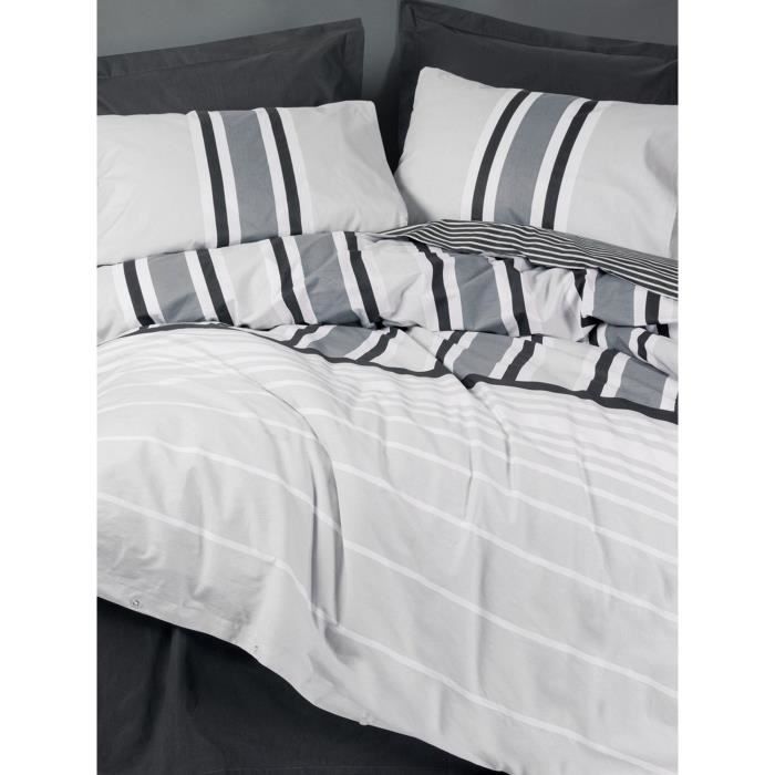 Bedding set - 1 duvet cover 220 x 240 cm + 2 pillowcases 60 x 60 cm - 100% cotton - Anthracite