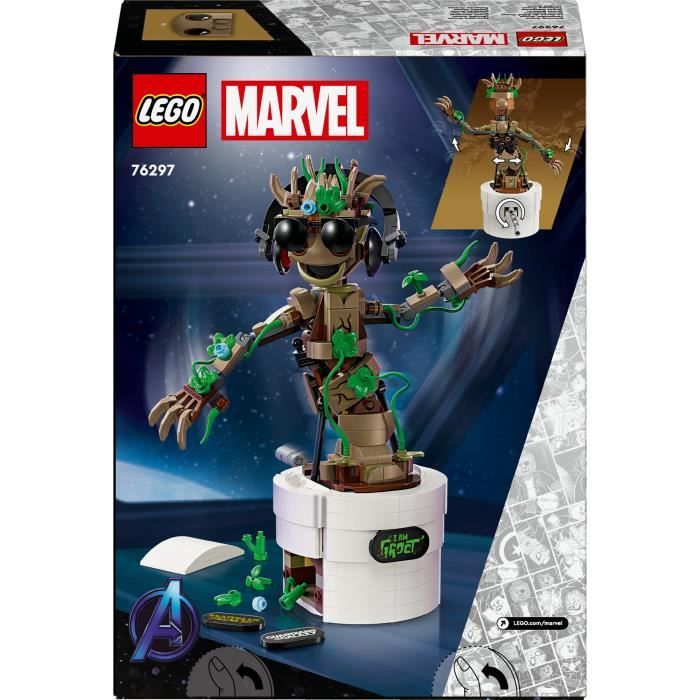 LEGO Marvel 76297 Baby Groot Dance, Animated Building Toy for Kids