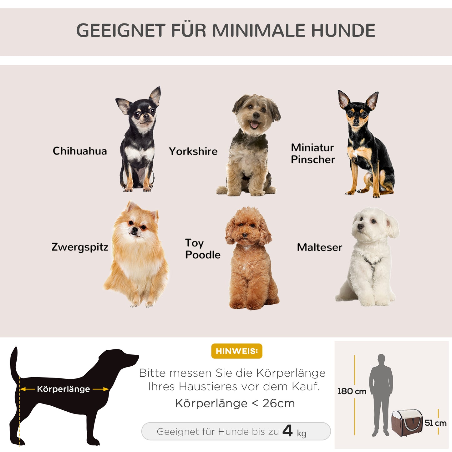 PawHut Hundebox faltbare Hundetransportbox Haustierrucksack mit Kissen Reisetasche Transportbox für Tier wasserdicht Oxfordstoff Kaffee 61 x 46 x 51 cm