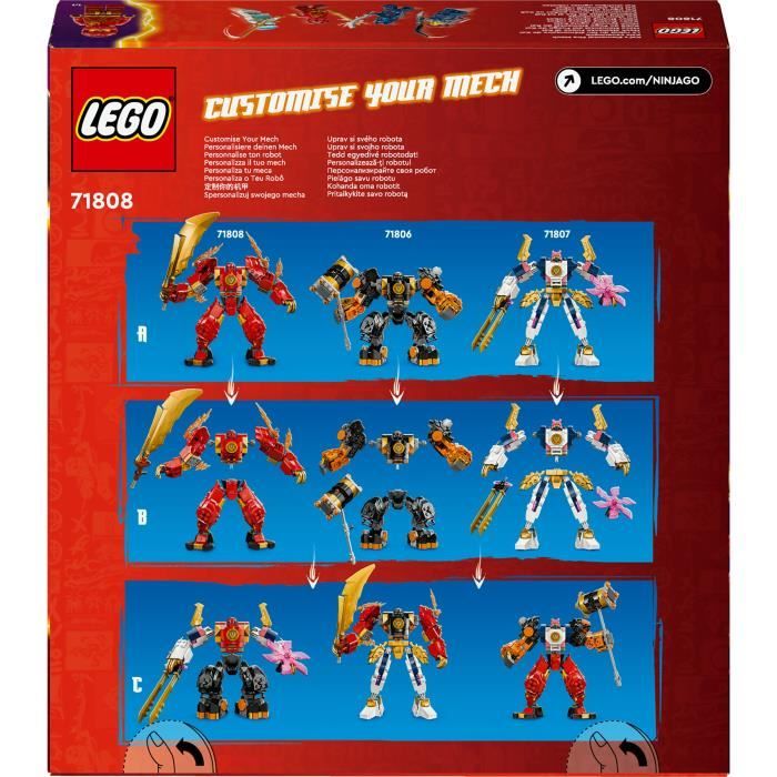 LEGO 71808 NINJAGO Kai's Fire Elemental Robot, Ninja Toy with Customizable Figure Plus Kai and Zane Minifigures