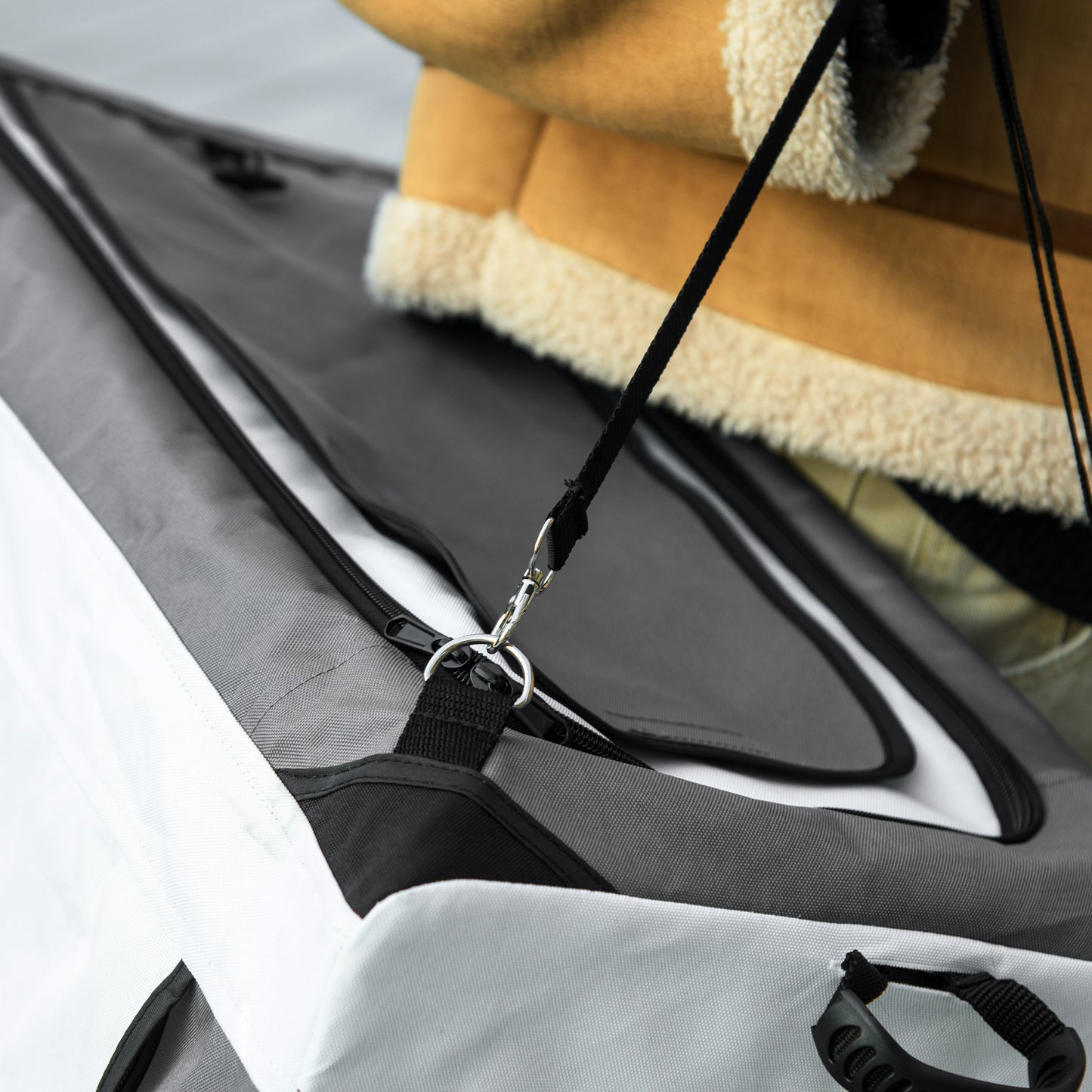 PawHut Hundbuggy Haustierbuggy bis 10kg klappbar abnehmbarer Korb 81 x 58 x 97,5 cm Schwarz + Grau + Weiß