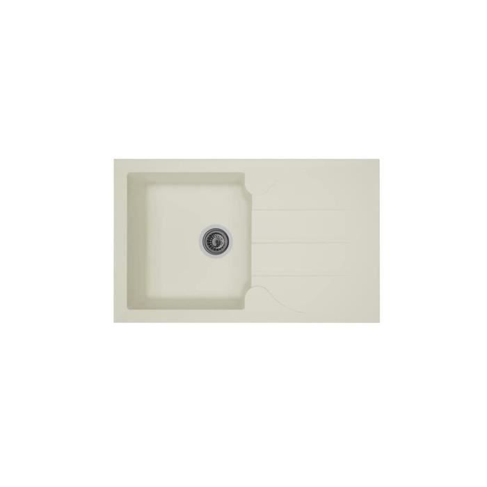 STRADOUR Built-in kitchen sink 1 bowl + 1 drainer Aloa - Resin - 81 x 50 cm - White