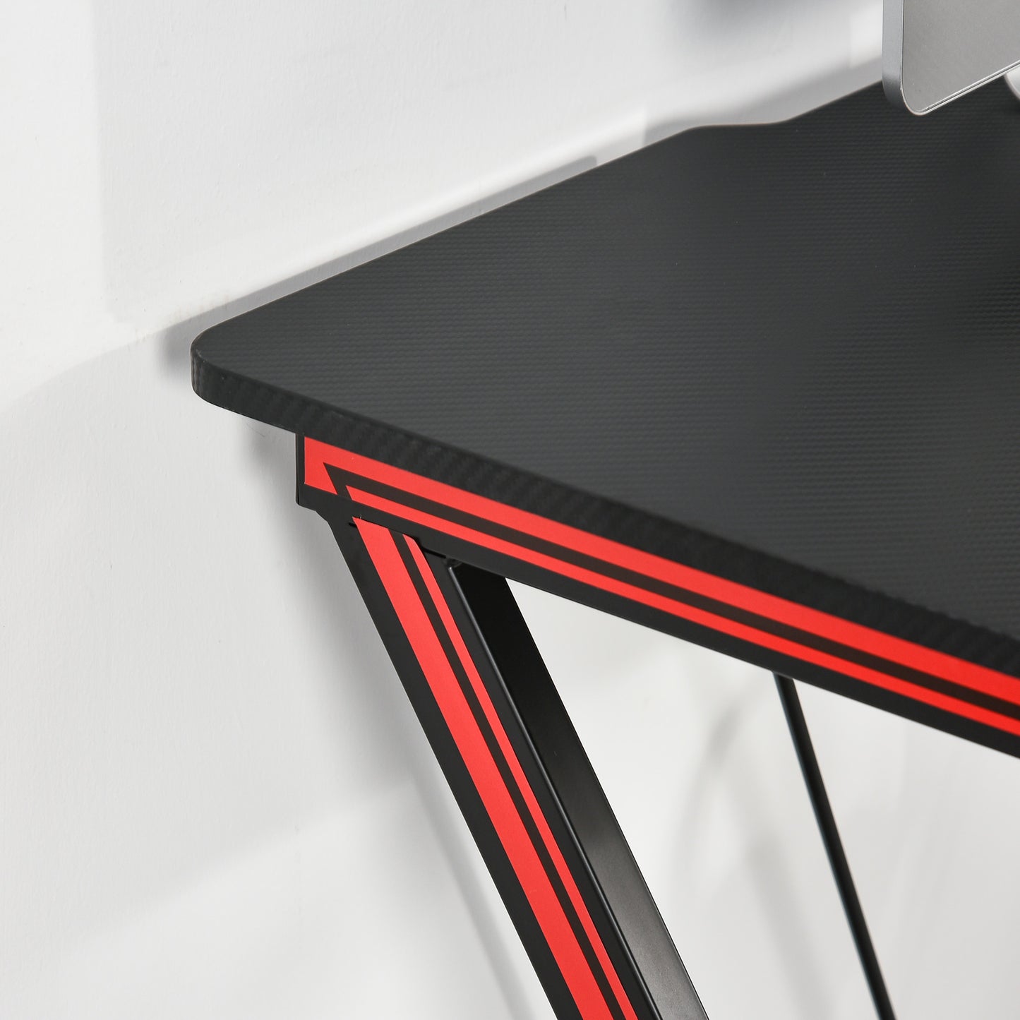 HOMCOM Gaming-Tisch Schreibtisch mit Kopfhörerhaken Getränkehalterung Computertisch Stahl + MDF Schwarz 105 x 55 x 75 cm