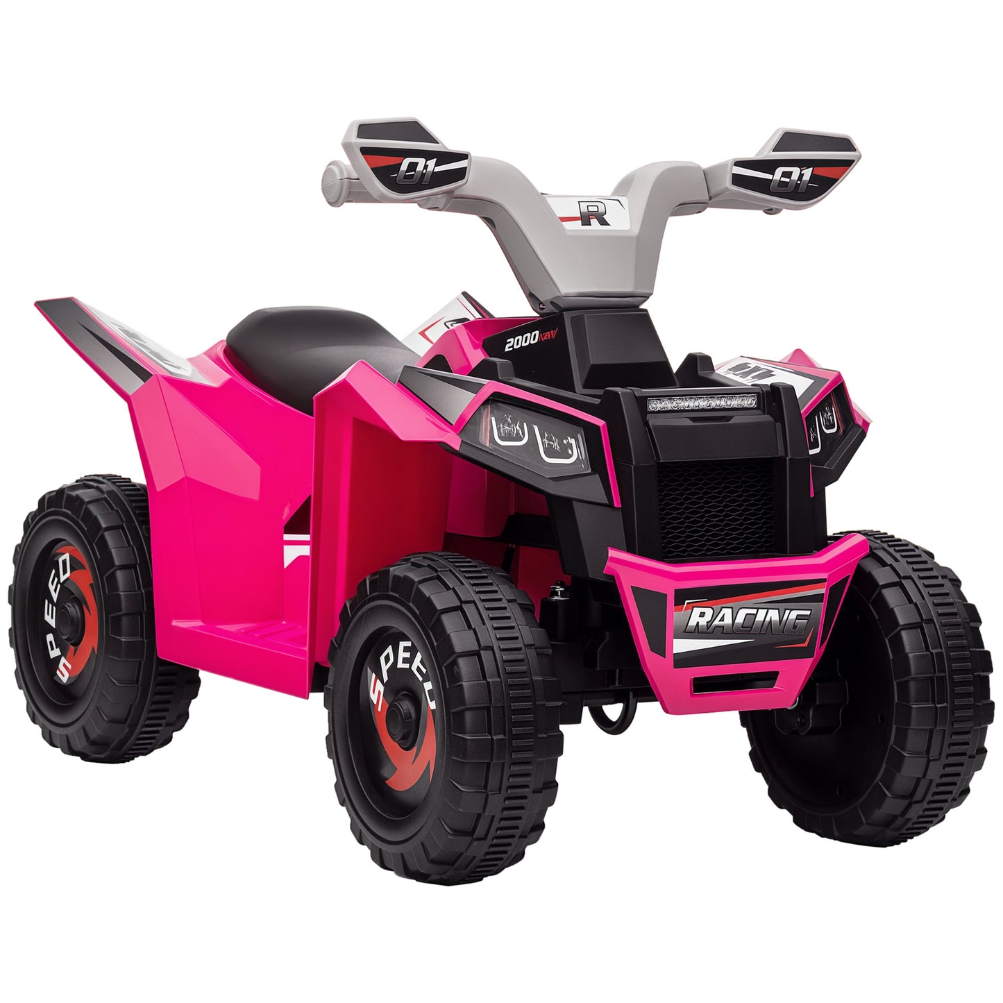 HOMCOM Elektro-Kinderquad, 2,5 km/h, Vorwärts- & Rückwärtsgang, für 18-36 Monate, Rosa