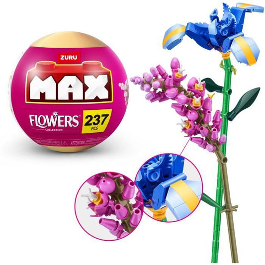 Construction set - ZURU - Long Flowers - 243 pieces max - 10 designs - Bouquet to assemble