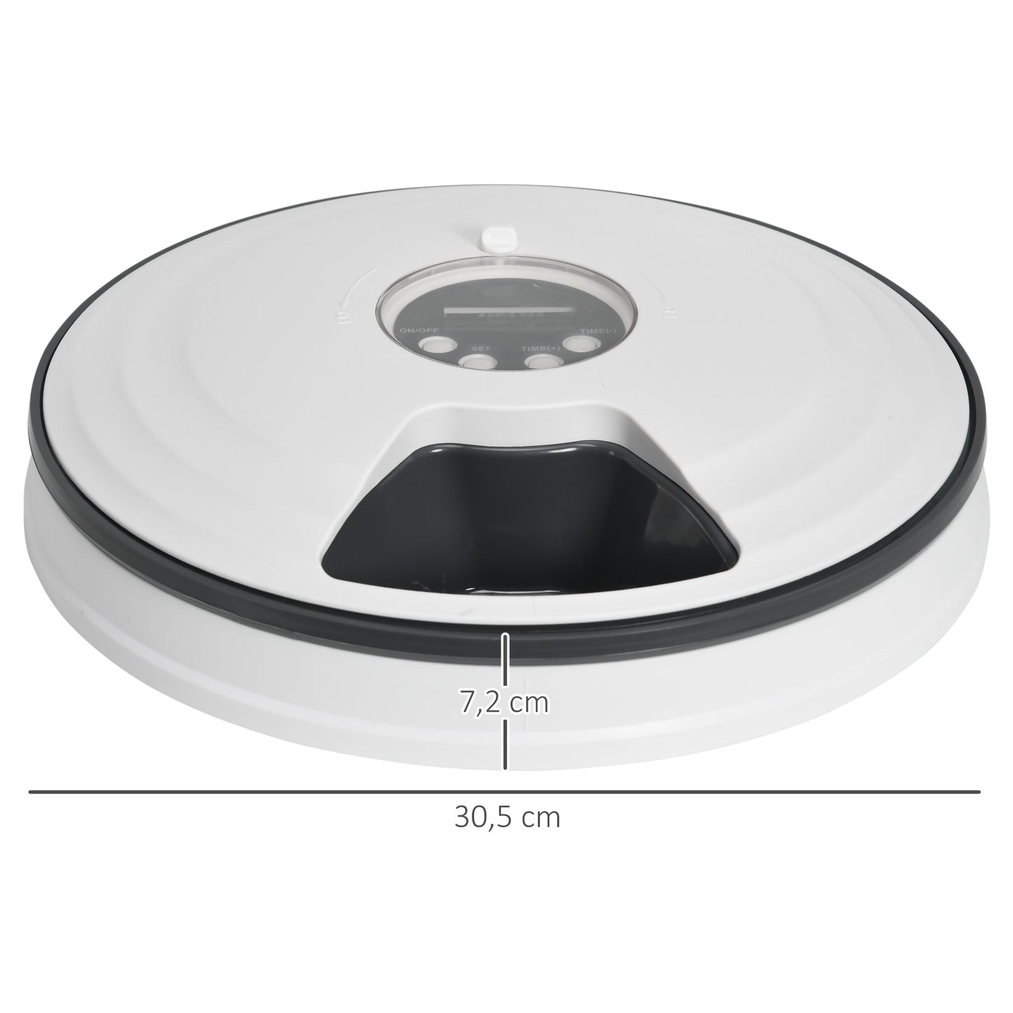 PawHut Futterautomat Katze Nassfutter Katzenfutter mit LED-Display, Programmierbarem Timer, 6 Futter-Fächer für je 70 g Trockenfutter 4 Mahlzeiten Automatischer Futterspender für Hunde Katzen