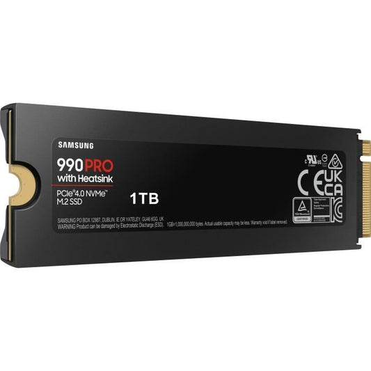 SAMSUNG - 990 PRO - Internal SSD - 1 TB - With heatsink - PCIe 4.0 - NVMe 2.0 - M2 2280 - Up to 7450 MB/s (MZ-V9P1T0GW)