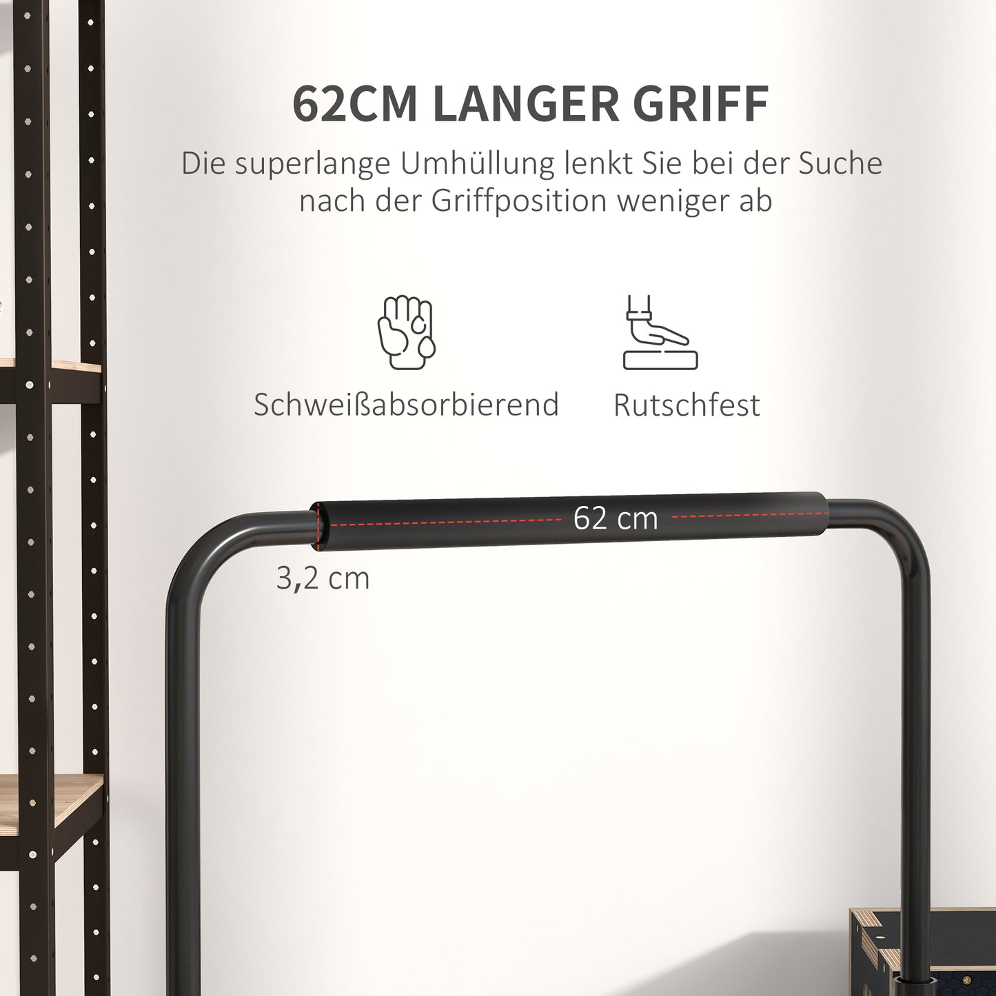 SPORTNOW Dip-Station, höhenverstellbar 80-105 cm, leicht, rutschfest, bis 120 kg, Stahl, Schwarz