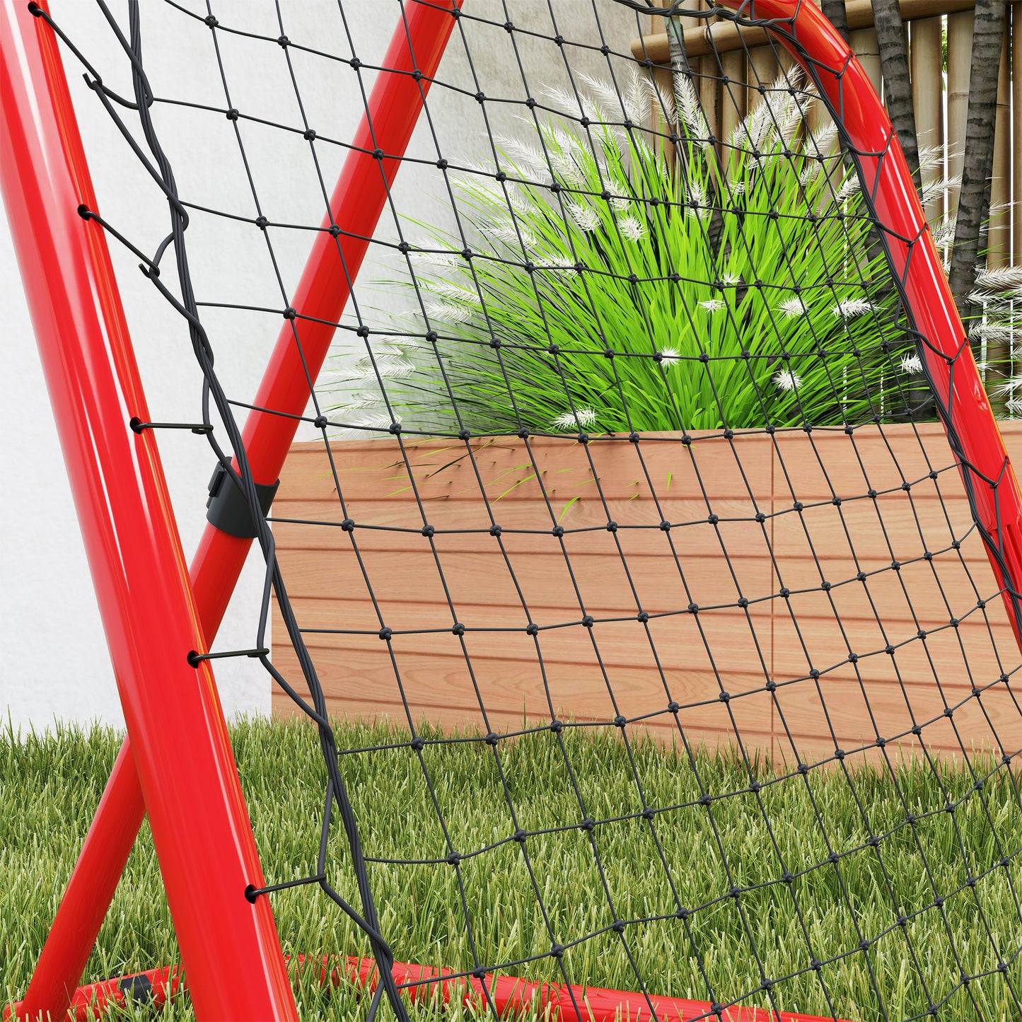 HOMCOM Fußball Rebounder-Netz, klappbar, Rückprallwand, Verstellbar in 5 Stufen, Metall, 78 x 84 x 65-78 cm, Rot