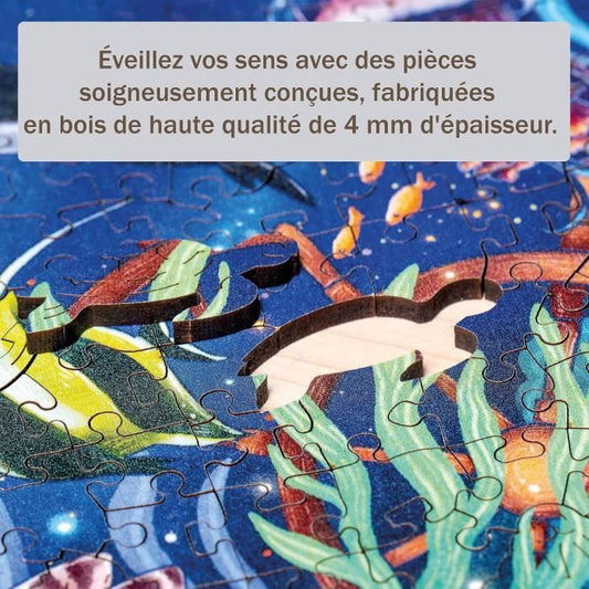 Wooden puzzle - rectangular - 500 pcs - colorful marine world - adult - 00017515