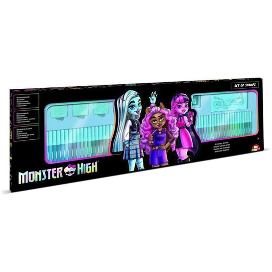 Coloring box - MULTIPRINT - 18869 - 60 felt-tip pens 4 Monster High stamps