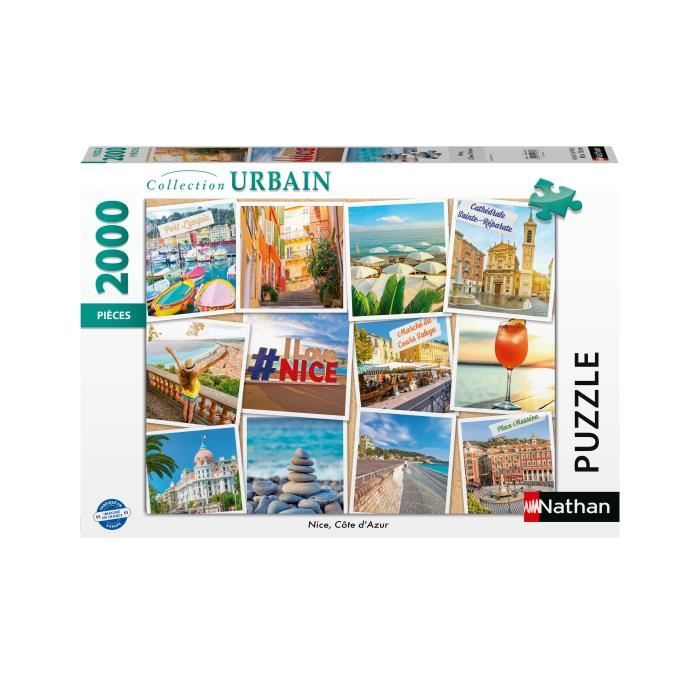 2000-piece puzzle, Nice, Côte d'Azur, Adults and children from 14 years old, Urban Collection, France, 12001613, Nathan