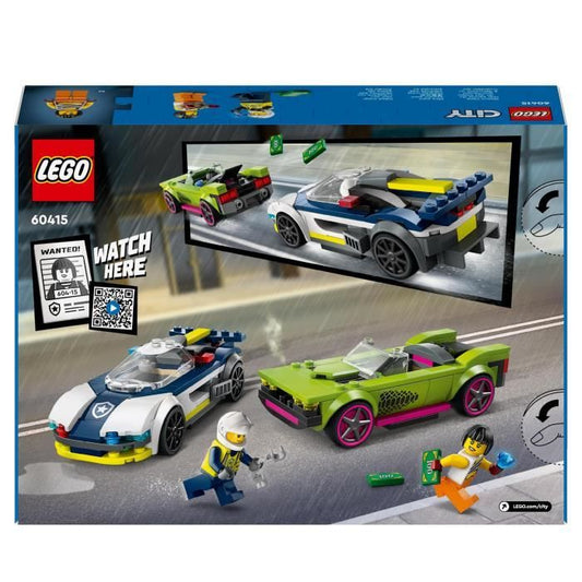 LEGO 60415 City The Chase between the Police Car and the Super Car, Toy with Minifigures, Gift for Children