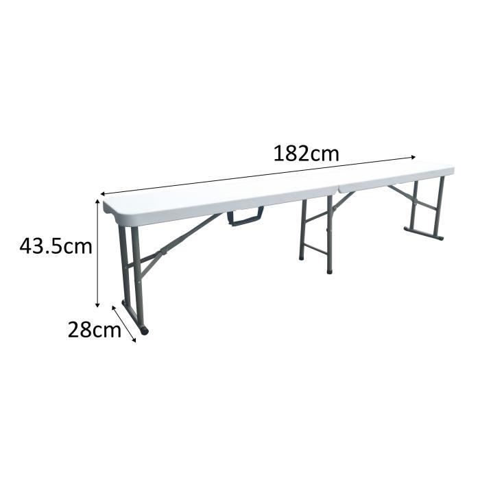 Foldable bench for reception table 180 cm