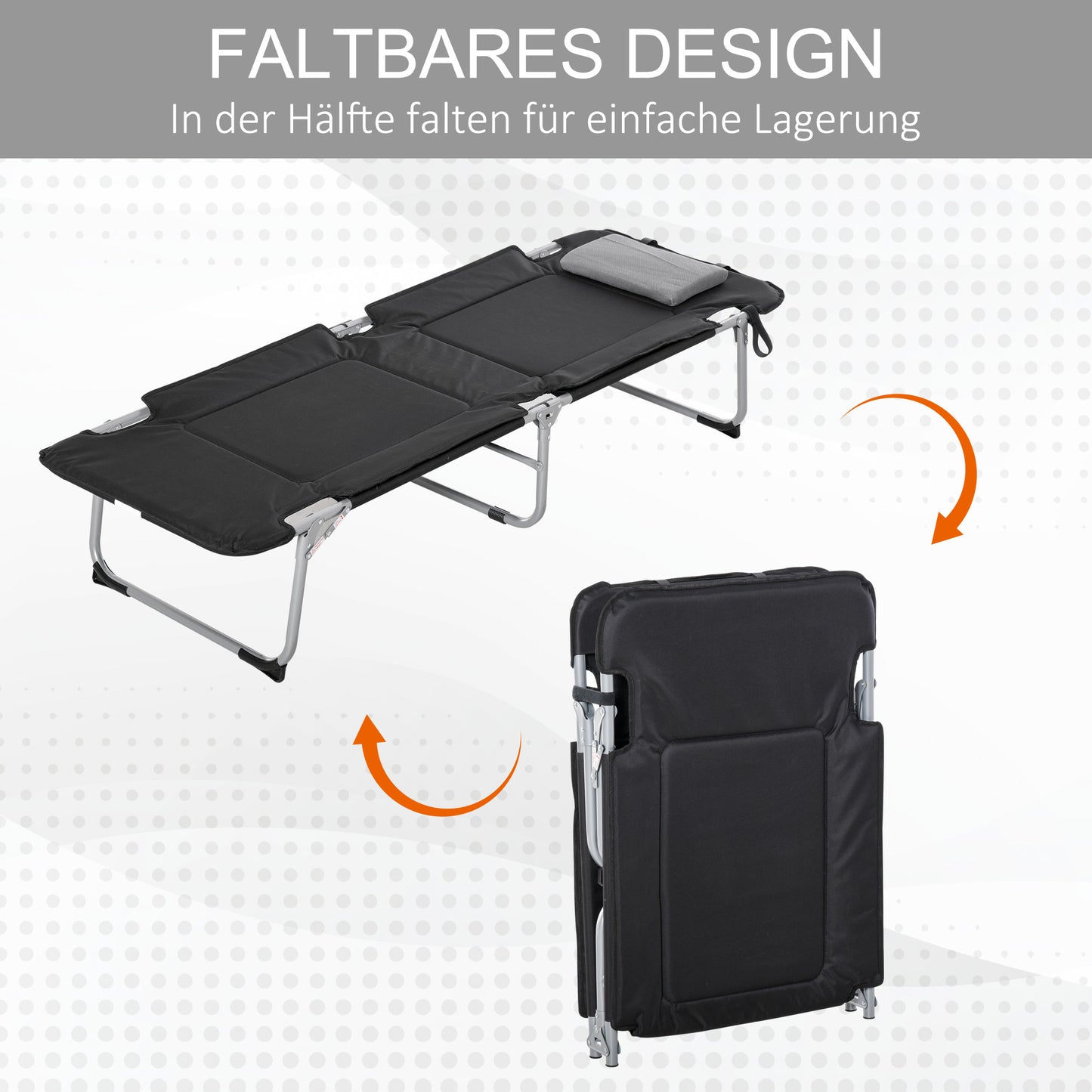 Outsunny Campingbett Feldbett Klappbett mit Kissen Campingliege für Outdoor Camping Reisen 183 x 66 x 33 cm