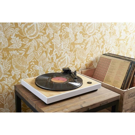 THOMSON TT301 - 33 and 45 rpm designer vinyl turntable - Audio-Technica AT3600L playback head - Wood and white