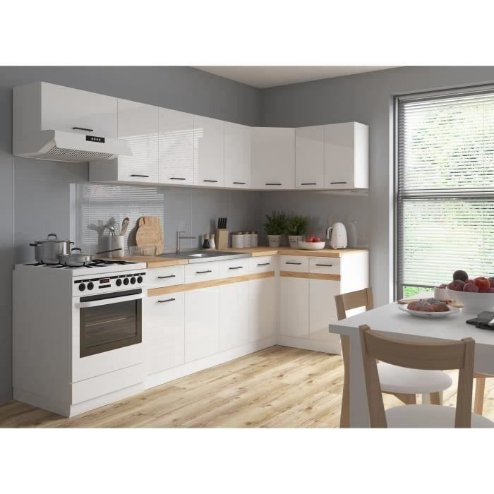 Junona Kitchen Low Furniture 40 cm - 3 drawers + worktop - Brilliant white