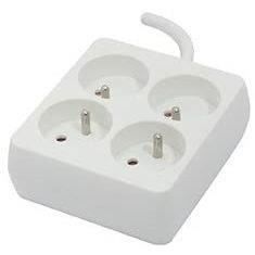 CHACON Block 4 x 16 A square with 1.5 m cord - White