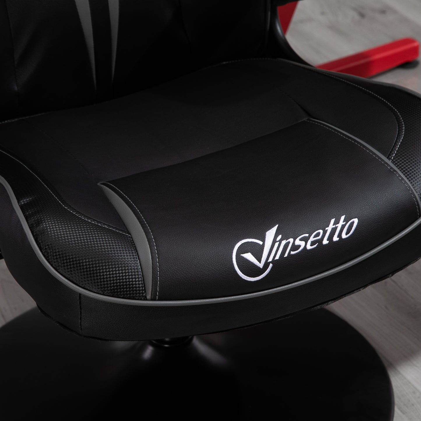 Vinsetto Gaming Stuhl ergonomischer Computerstuhl mit Wippfunktion Drehstuhl höhenverstellbar Stahl Schwarz+Grau 67 x 70 x 106-112 cm