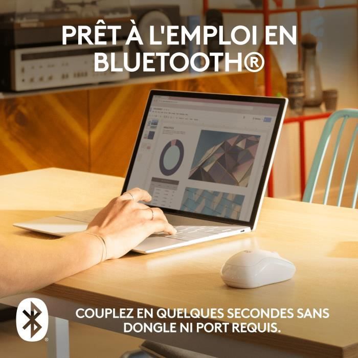 Logitech M240 mouse bluetooth, wireless, compact, portable, fluid follow -up - white