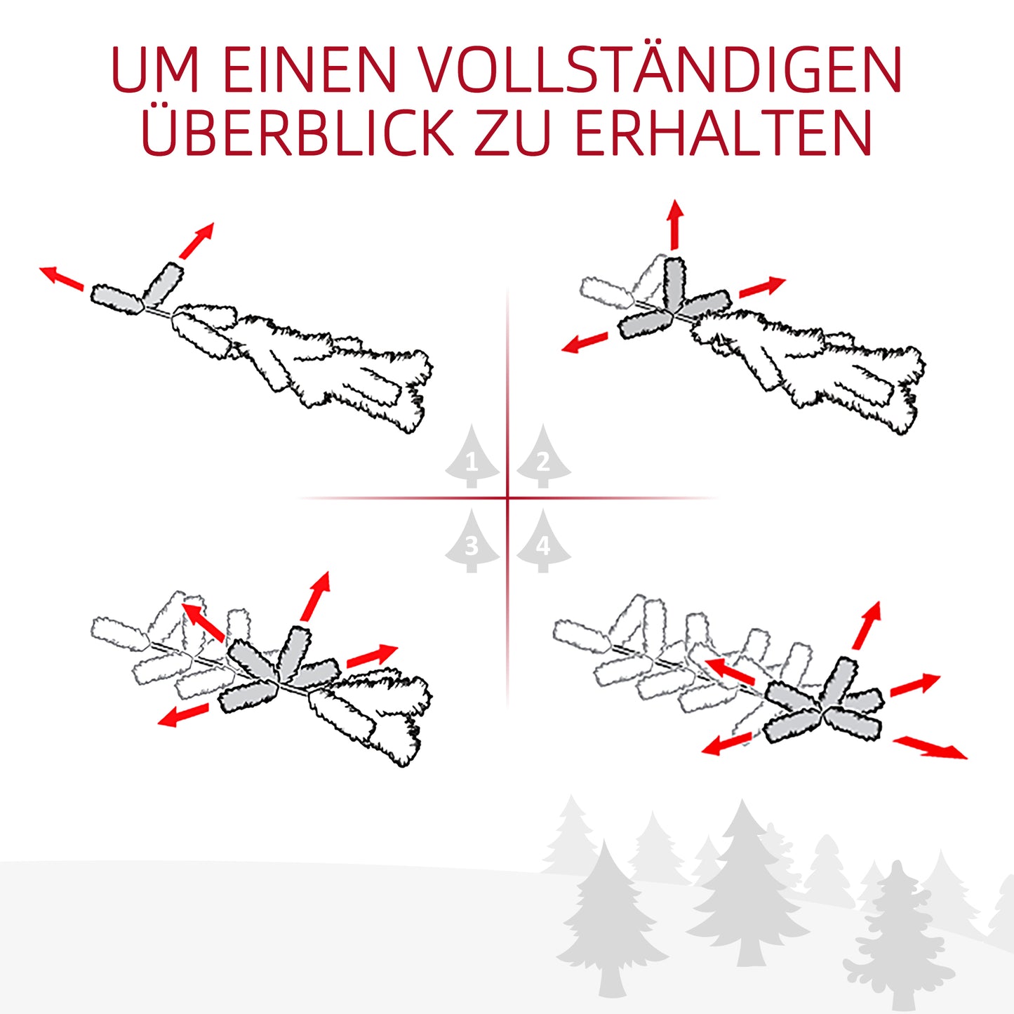 HOMCOM Weihnachtskranz mit LED-Beleuchtung, roten Beeren, realistisches Aussehen, Ø60 x 10 cm, Grün