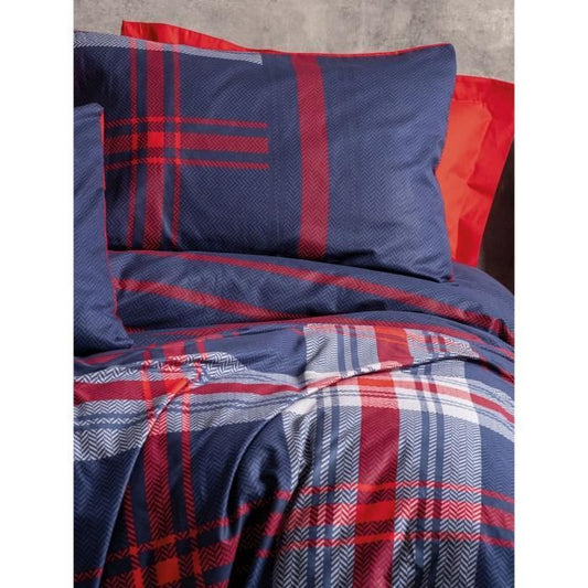 Bedding set - 1 duvet cover 220 x 240 cm + 2 pillowcases 60 x 60 cm - 100% cotton - Red