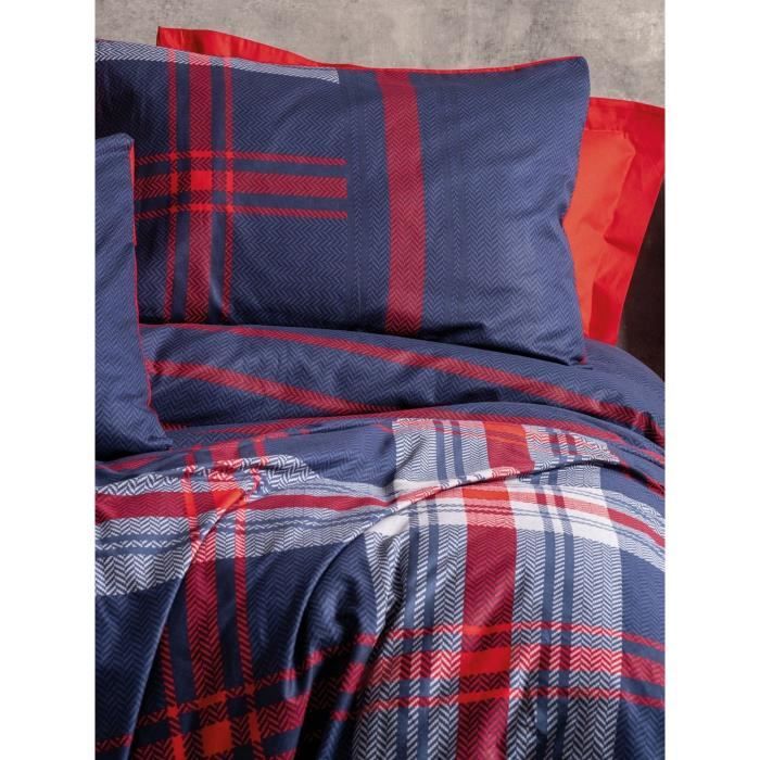 Bedding set - 1 duvet cover 220 x 240 cm + 2 pillowcases 60 x 60 cm - 100% cotton - Red