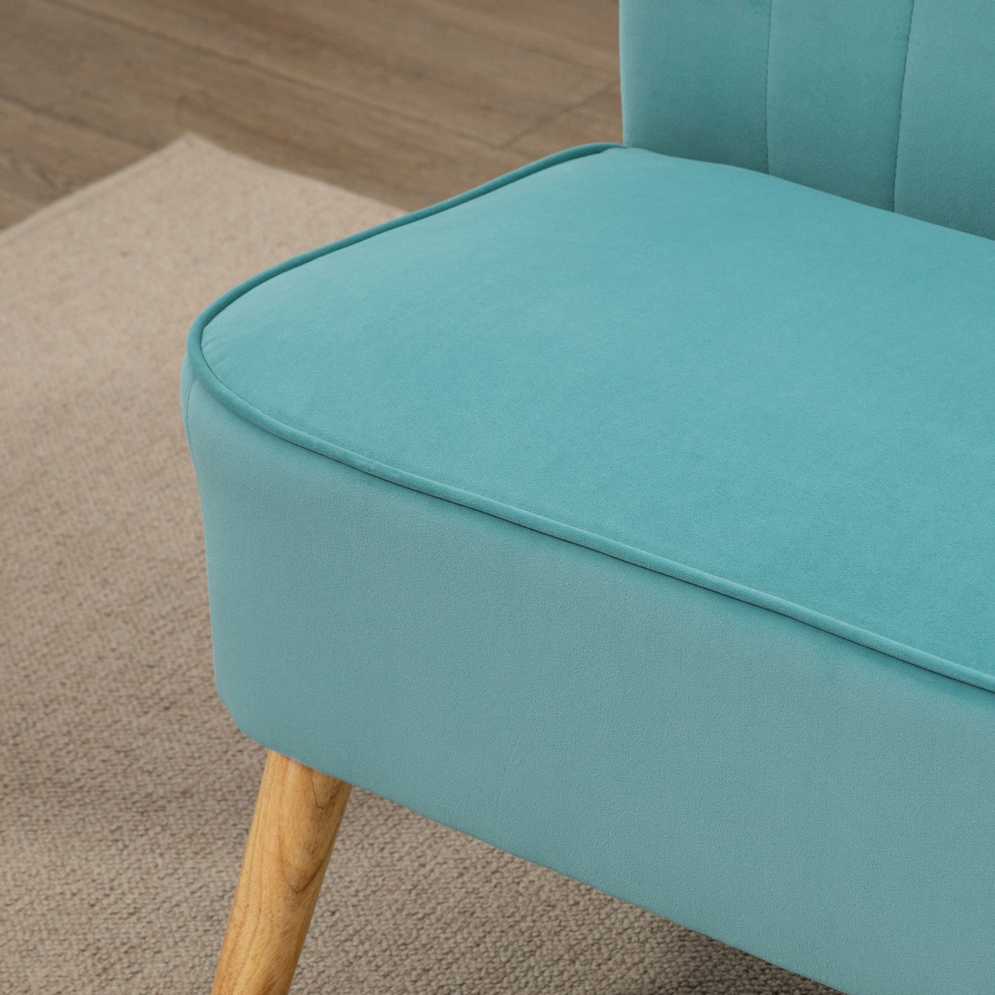 HOMCOM Sofa Retrodesign 2-Sitzer-Sofa, Holzbeine, 117 cm x 56,5 cm x 77 cm, Grün