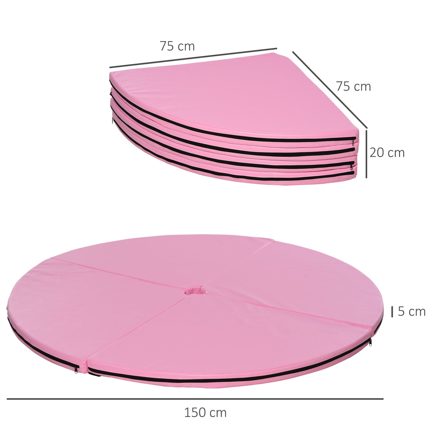 HOMCOM Pole-Dance-Matte, 5 cm dicke runde Kunststoff-Matte für Pole-Dance-Übungen, Gymnastik, Yoga, Rosa